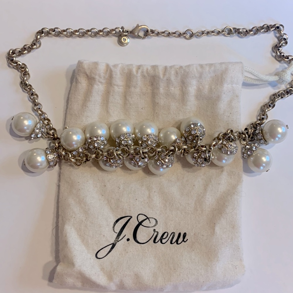 J Crew pearl and diamond statement necklace